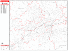 Winston-Salem Digital Map Red Line Style